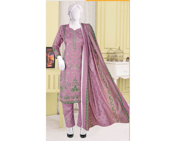 Lebaas’e Saajee Digital Printing Lawn (3 piece) Light Magenta Color