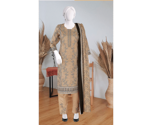 Lebaas’e Saajee Digital Printing Lawn (3 piece) Cream Color