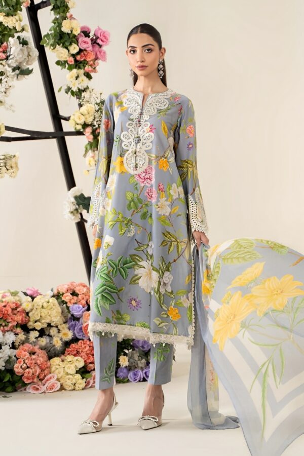 Lebaas’e Saajee Unstitched Embroidered Premium Air-Jet Lawn Dress (3 piece)